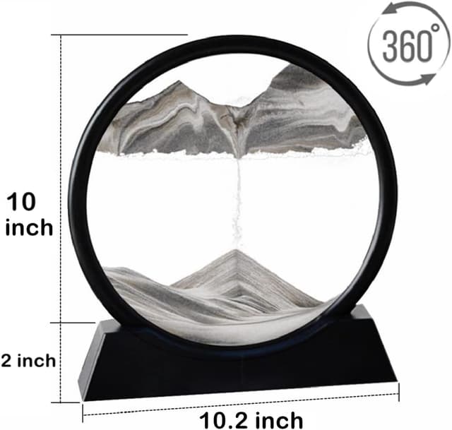 Detalle de Arthink Moving Sand Art Picture in Motion Round Glass 3D Deep Sea Landscape (12 inch) – Sensory desk decor