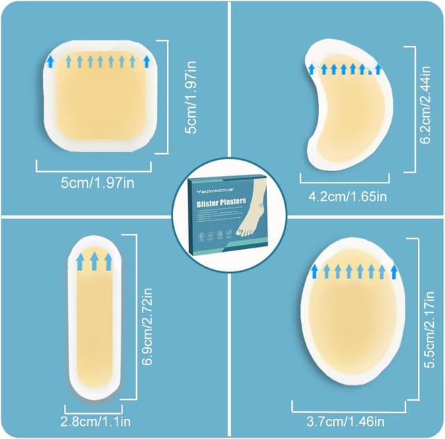 Detalle de 22Pcs Hydrocolloid Blister Plasters for Feet (Waterproof, Invisible) for Heel & Toe Protection