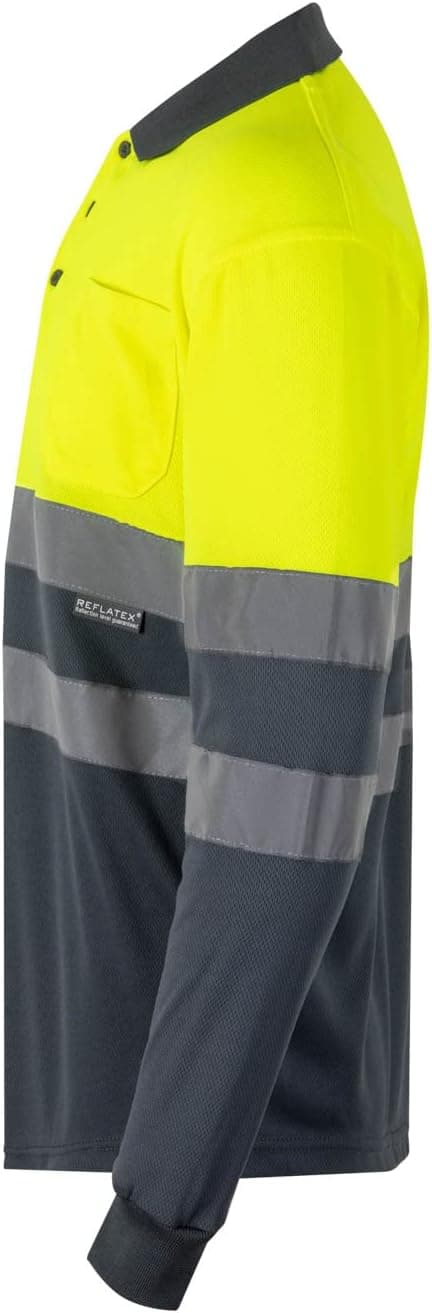 Thumbnail 1 de Velilla 175 Polo Bicolor Manga Larga 🧥 Gris y Amarillo Flúor Talla L