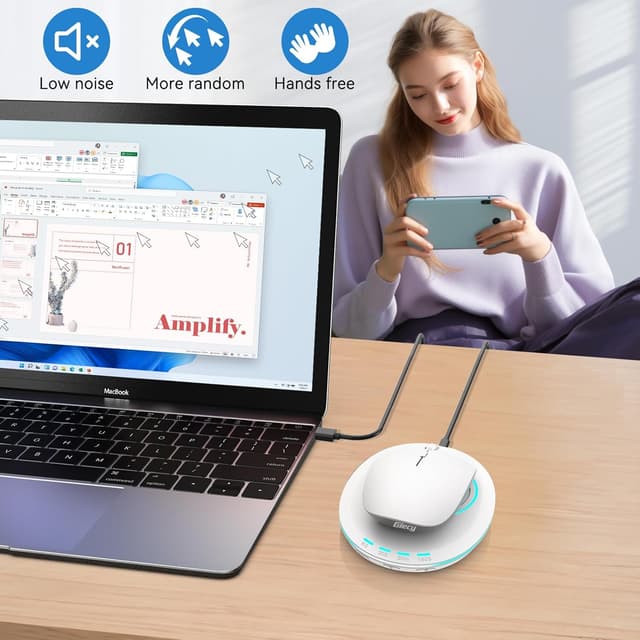 Detalle de Giecy Mouse Jiggler Ultra Slim Indétectable avec minuterie à intervalle (blanc)