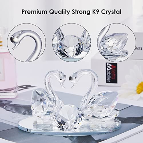 Detalle 2 de Décoration en verre de cristal deux cygnes Swarovski ⚡