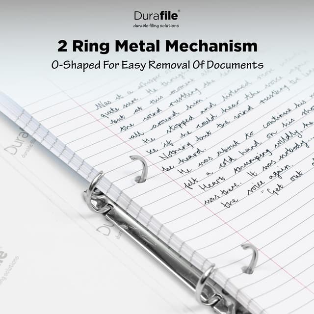 Detalle de Durafile Ring Binder A4 File, Grey single folder organiser with 2-ring metal O mechanism