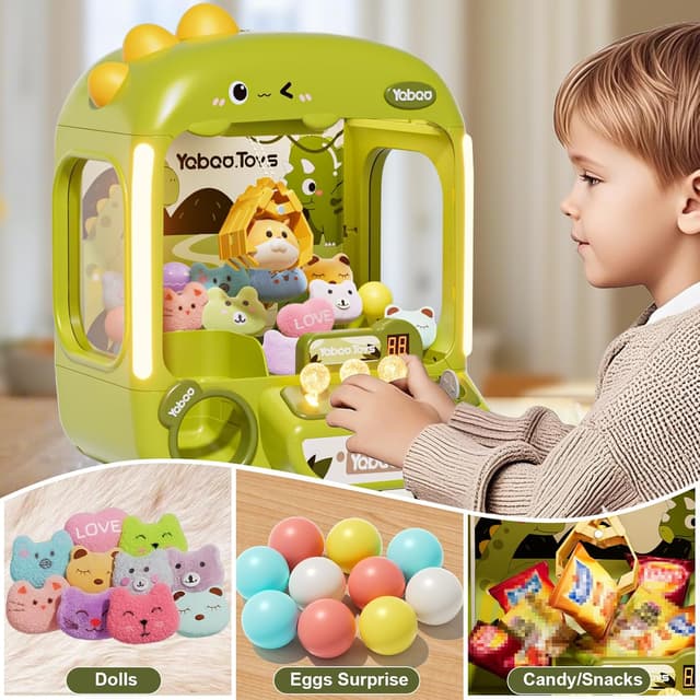 Detalle 2 de 64 PCS Large Claw Machine for Kids Dinosaur (USB or Battery) Electronic Vending Dispenser Toy