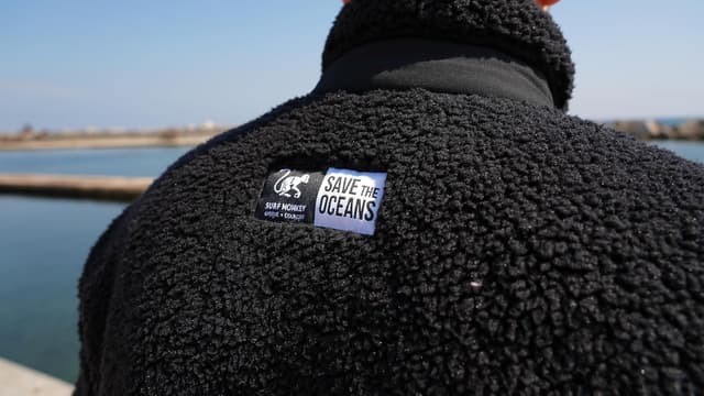 Thumbnail 6 de Surf Monkey giacca sherpa in pile con zip e tasca sul petto, riciclata, vestibilità classica