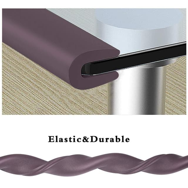 Detalle de Vicloon Kantenschutz Baby & 4 Eckenschutz aus Schaumstoff, selbstklebend für Tisch- und Schrankkanten (Braun)