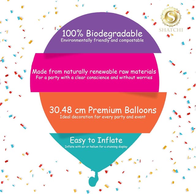 Detalle 2 de Metallic Purple Balloons 100 Pack (Large 12 inch) thick latex biodegradable party balloons