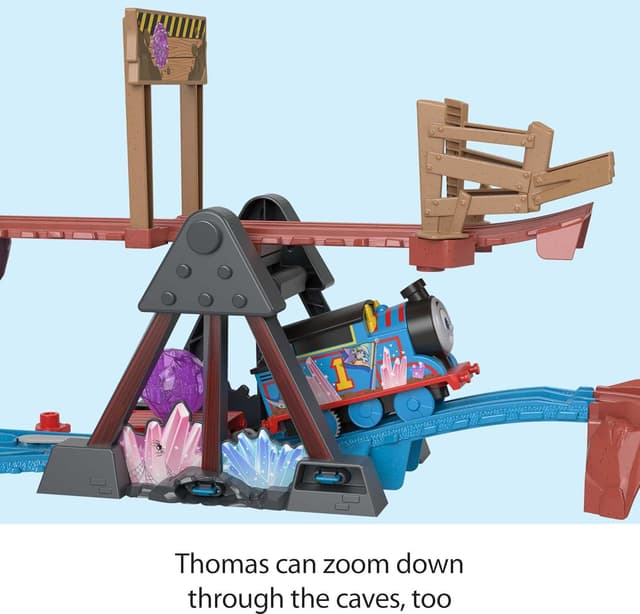 Detalle de Thomas & Friends Motorized Toy Train Set Crystal Caves Adventure with Thomas, Tipping Bridge & 8 Ft of Track (Ages 3+)