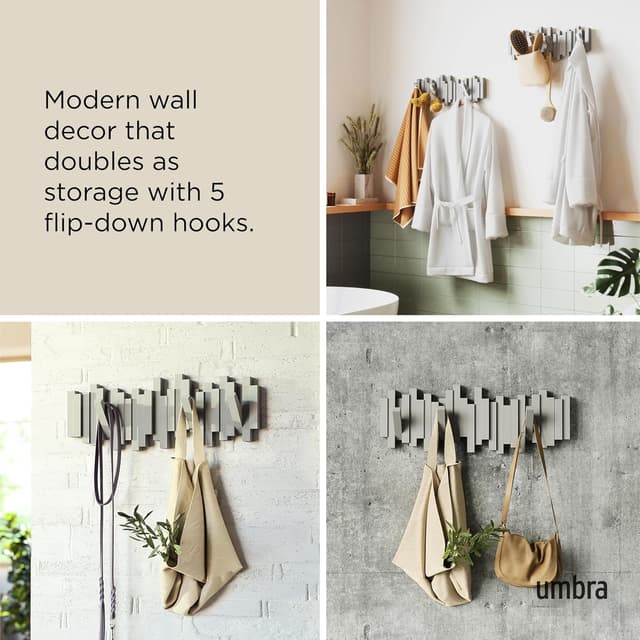 Thumbnail 3 de Umbra Sticks Perchero de Pared Gris con 5 Ganchos Extraíbles 🚪