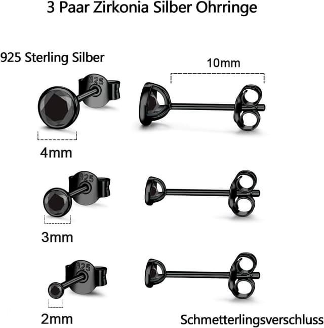 Detalle 1 de Damen Ohrstecker Silber 925 3 Paar
