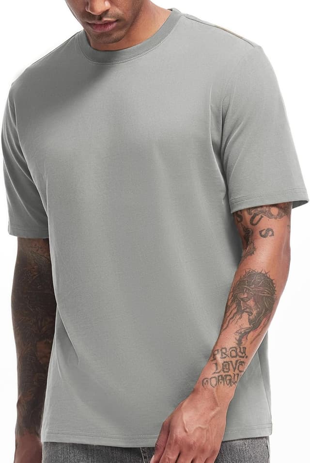 Detalle de VEIISAR Herren dickes Rundhals Langarm-T-Shirt aus 100% Baumwolle (Heavy-Duty, vorgewaschen)