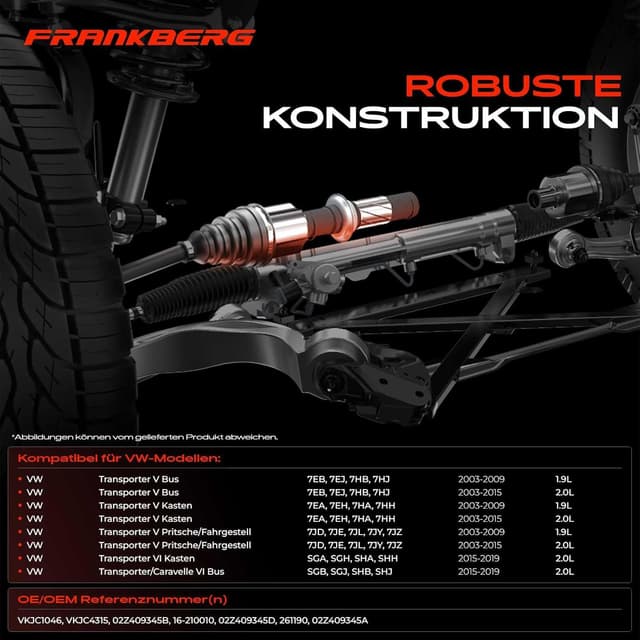 Detalle de Frankberg Steckwelle / Antriebswelle vorne rechts kompatibel (02Z409345A u. a.) für M.u.l.t.i.v.a.n & Transporter