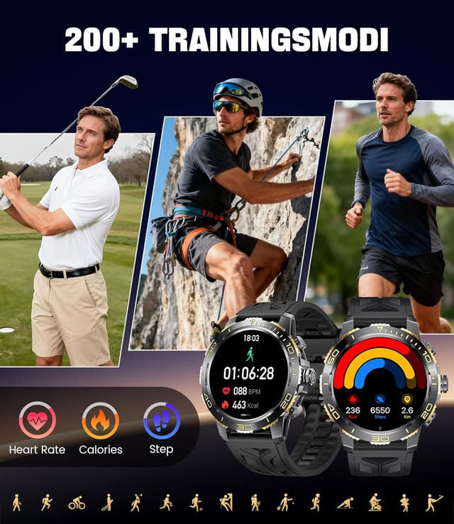 Detalle 2 de CHOOSETIME Montre connectée homme 1,43" AMOLED 800 mAh – appels Bluetooth, sport & suivi santé (IP68)