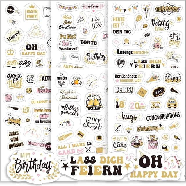 Imagen de Hongma Geburtstag Sticker Set Transparent 160 Motive en OfertitasTOP