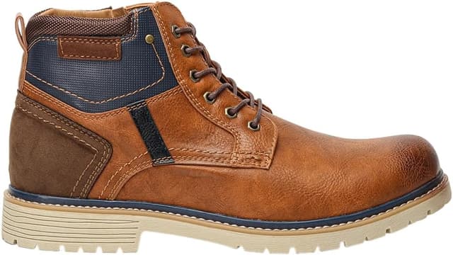 Detalle 2 de Harssidanzar Herren Motorrad Kampfstiefel KM317EU – Schnür-Chelsea-Stiefelette für kaltes Wetter