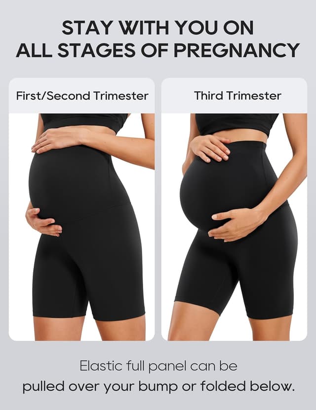 Detalle de CRZ YOGA Donna Butterluxe maternità: pantaloncini sopra la pancia per yoga, corsa e lounge