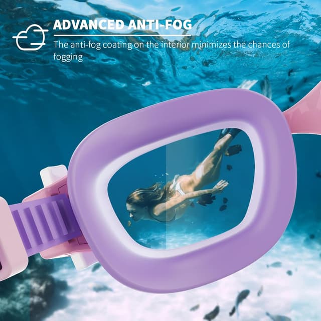 Detalle 1 de BEEWAY Kids Swimming Goggles (6–14) Wide View with Anti-fog & Anti-leak
