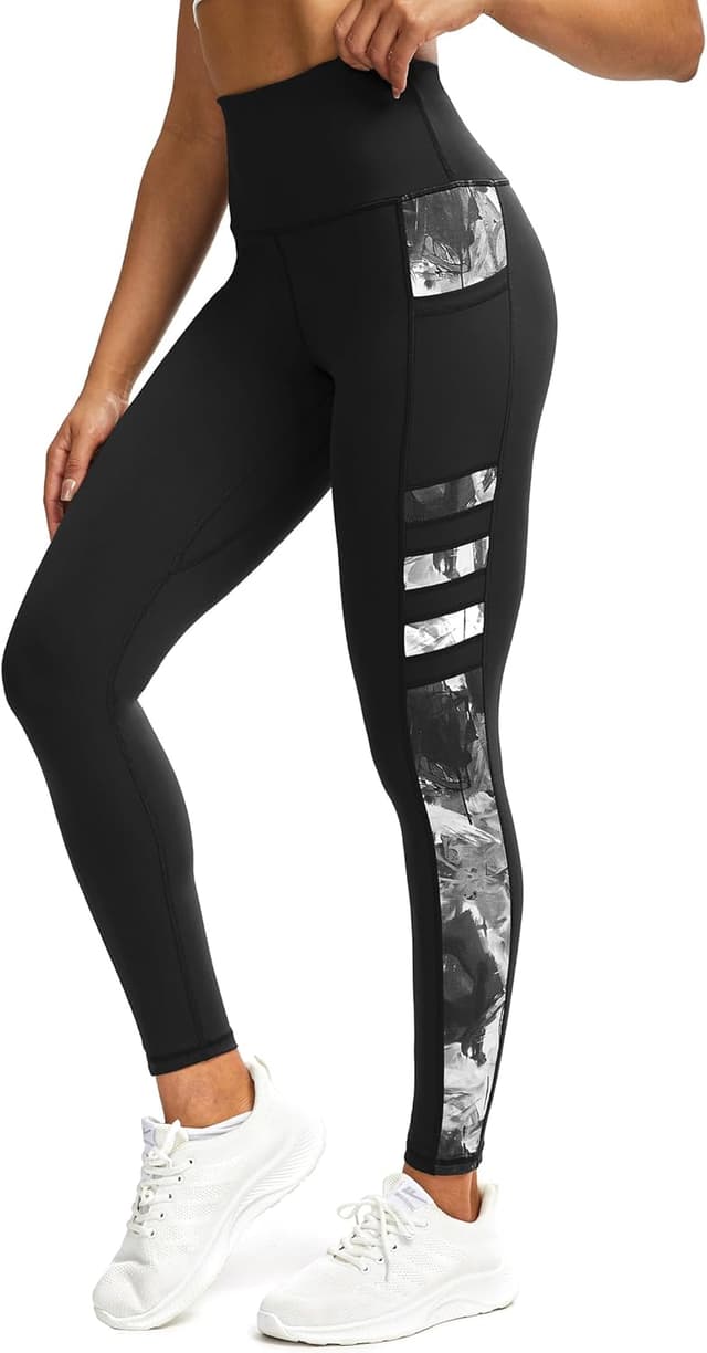 Detalle de Tuspryt Sport Leggings Damen mit Taschen – blickdichte High-Waist Trainingshose für Yoga, Fitness & Lauf-Workouts