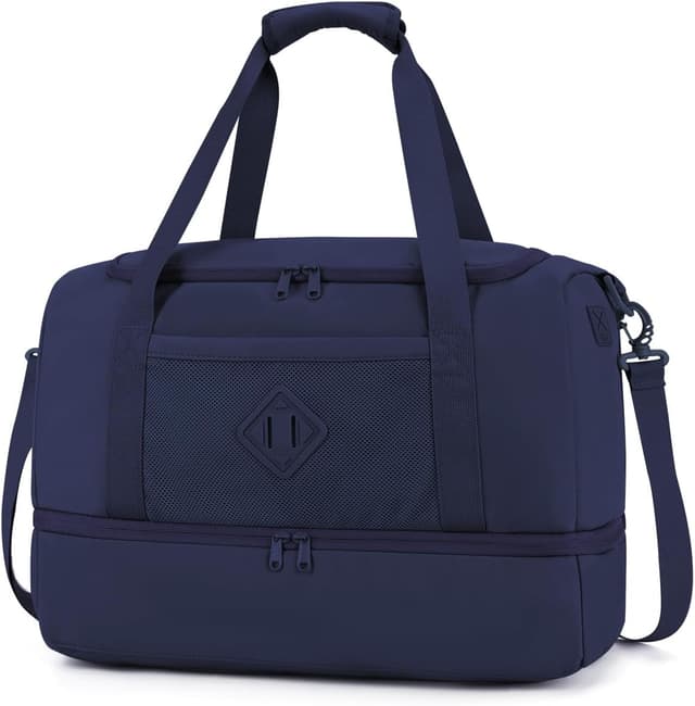 Detalle de WANDF Reisetasche Damen Handgepäck-Tasche fürs EasyJet Handgepäck (45×36×20) mit Schuhfach & Nassfach, Weekender Duffel in Blau