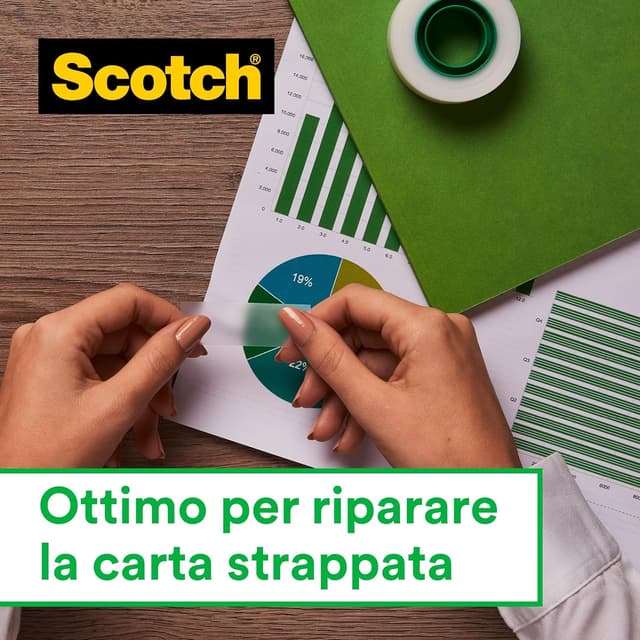 Detalle de Scotch Magic Tape nastro adesivo trasparente scrivibile opaco, 6 rotoli da 19 mm x 33 m