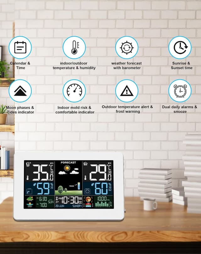 Thumbnail 2 de Wetterstation Funk mit Außensensor 60 m Reichweite Farbdisplay