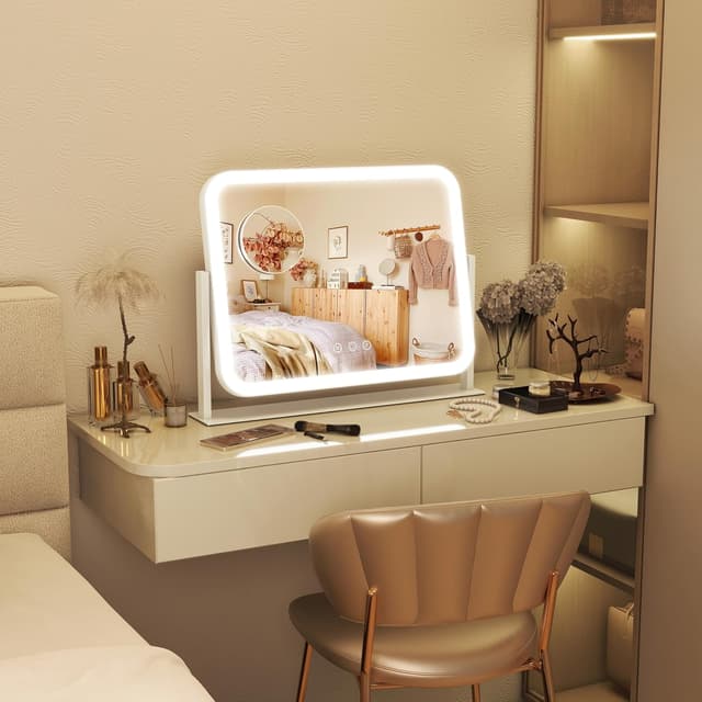 Detalle de FENNIO Vanity Mirror with Lights (17''x13'') Touch Screen Makeup Mirror with 3-Color Lighting