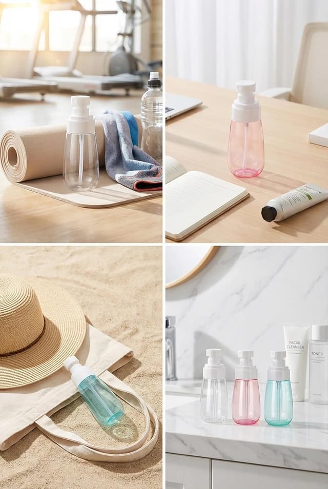 Thumbnail 2 de Lammcou kleine Sprühflaschen zum Befüllen im 3er-Set (Blue, Clear, Pink) – feiner Nebel, auslaufsicher, Reisegröße