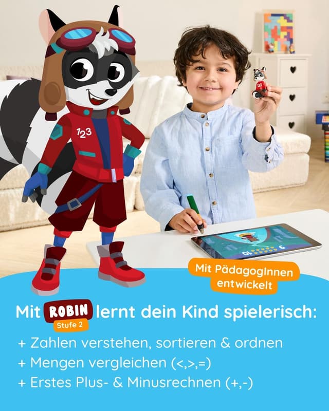 Thumbnail 2 de Edurino Figur Robin Erstes Rechnen bis 10 (Stufe 2) ab 4 Jahren inkl. App – digitales Lernspiel