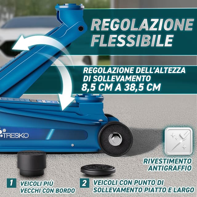 Thumbnail 6 de TRESKO Cric idraulico 2,5T altezza 85–385 mm per auto 🛠