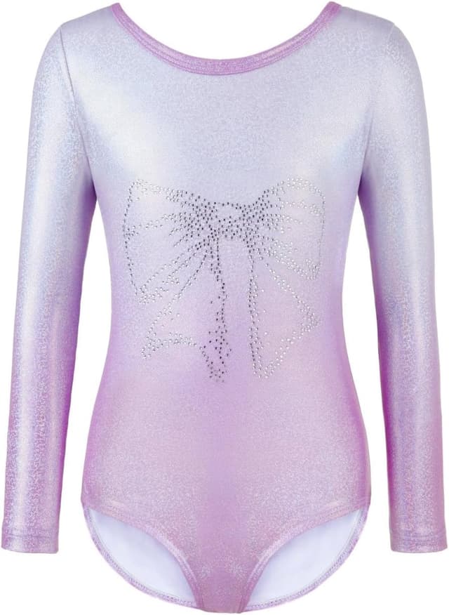 Detalle 2 de Girls’ three-piece gymnastics leotard set with sparkling gradient design