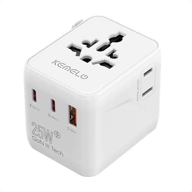 Detalle de 25W Adaptador Universal con USB y Toma Mundial 🌍