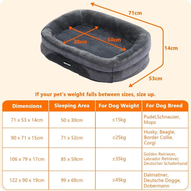 Detalle 2 de Orthopädisches Hundebett 71 x 53 x 14 cm dunkelgrau