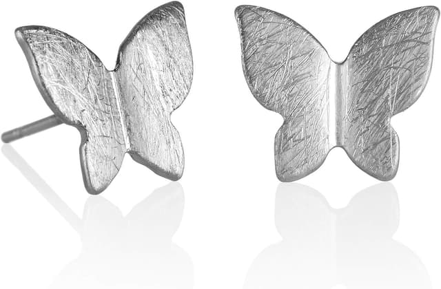 Detalle de Boucles d’oreilles papillon Namana (puces) avec finition brossée et écrin cadeau