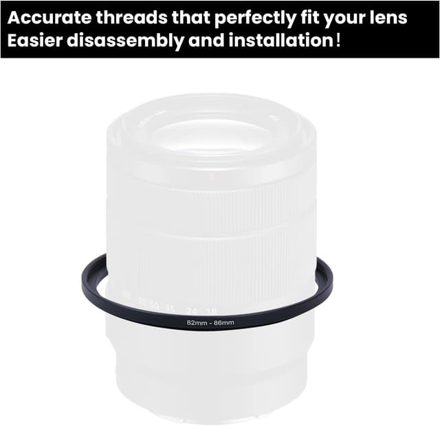 Detalle de Hosifiy Metall Step-Up Ring Adapter 82 mm auf 86 mm – Filteradapter für UV, CPL, ND & mehr