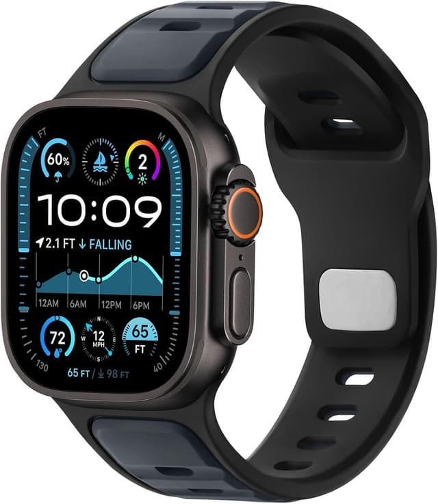 Detalle de Anlinser Sport Straps silicone loop band for Apple Watch (42–49mm) in anthracite