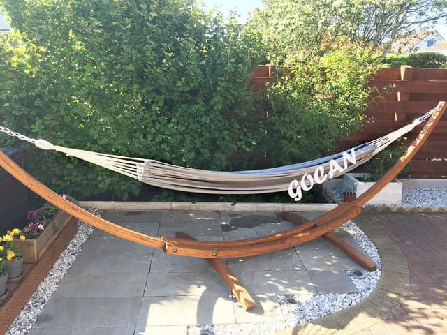 Detalle de GOCAN Brazilian Double Hammock 2 Person Extra Large Canvas 220x150cm (XXL) Grey