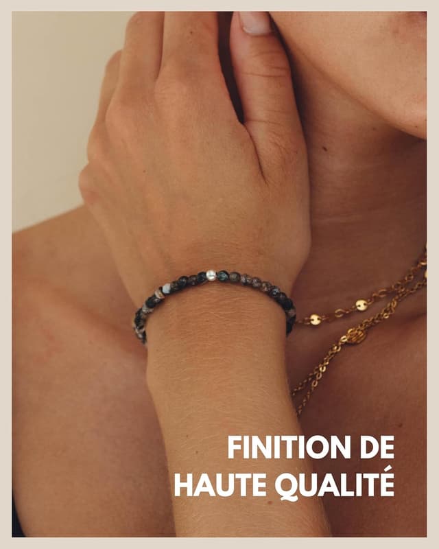 Detalle 1 de Bracelet de perles GD GOOD.designs EST. 2015 avec vraies pierres naturelles et perle argent 925