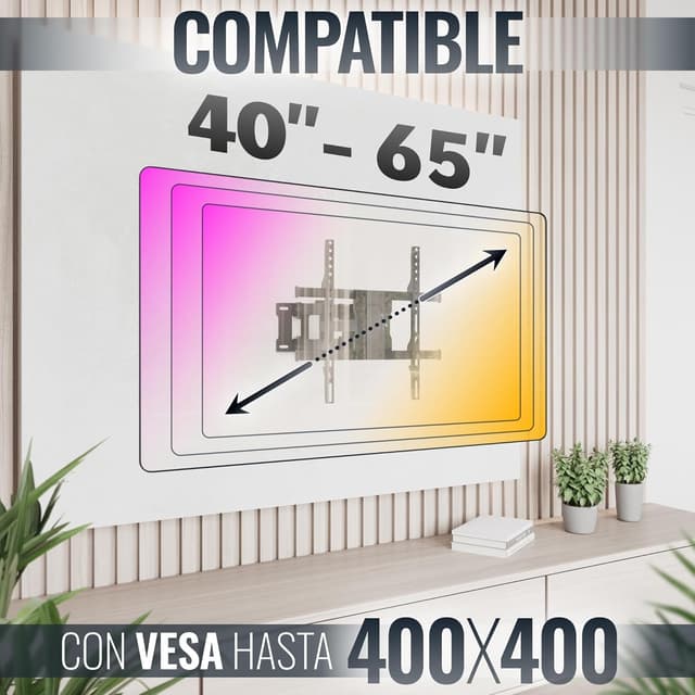 Detalle 2 de RICOO Soporte Pared TV 32-65" Brazo Giratorio Inclinable