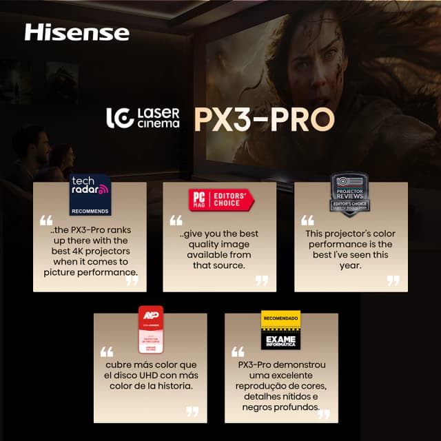 Detalle de Hisense PX3 PRO proyector 4K UHD, 3.000 lúmenes