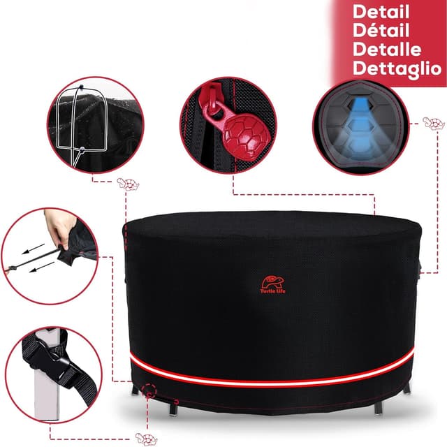 Detalle de Turtle Life round garden table cover 250 cm