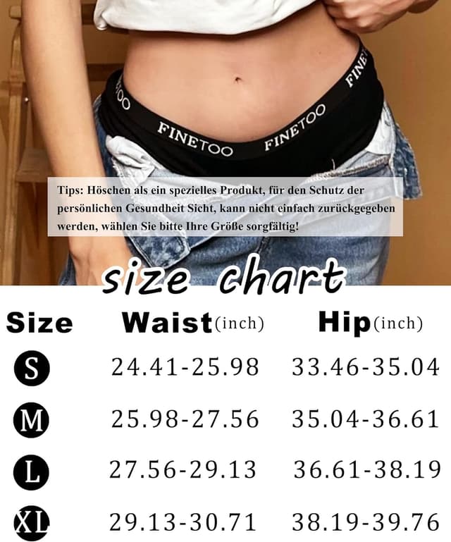 Detalle de FINETOO 5er Pack Boxershorts für Damen aus Baumwolle – atmungsaktive Hipster-Slips im Mehrpack