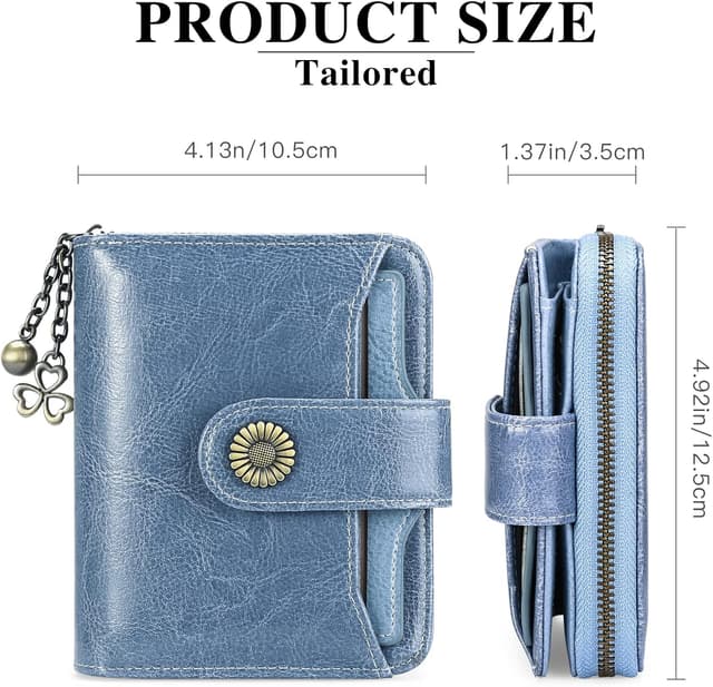 Detalle de SENDEFN Damen-Geldbörse klein aus Leder mit Münzfach und RFID-Blocker