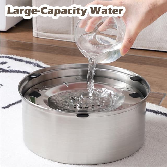 Detalle de CAISHOW 3L/106 oz No-Spill Stainless Steel Dog Water Bowl with Slow Feeder