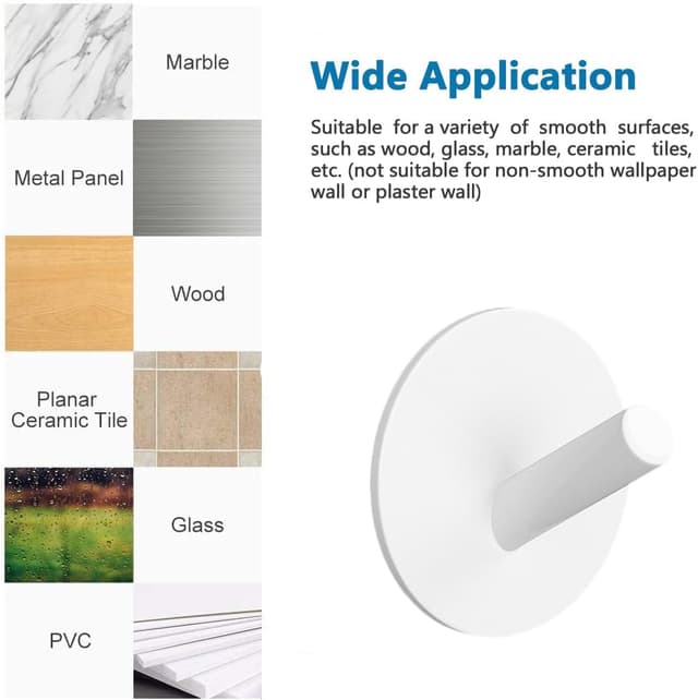 Detalle 2 de LYLIN Crochet adhésif mural en acier inoxydable SUS304 pour salle de bains (lot de 4)