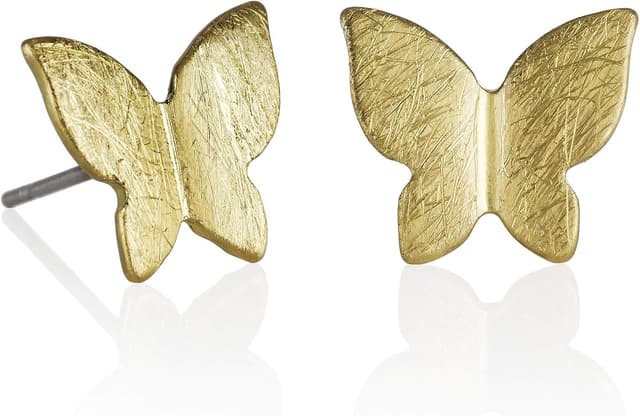 Thumbnail 6 de Boucles d’oreilles Namana papillon brossé (puces) en plaqué or rose 9 carats, avec écrin cadeau