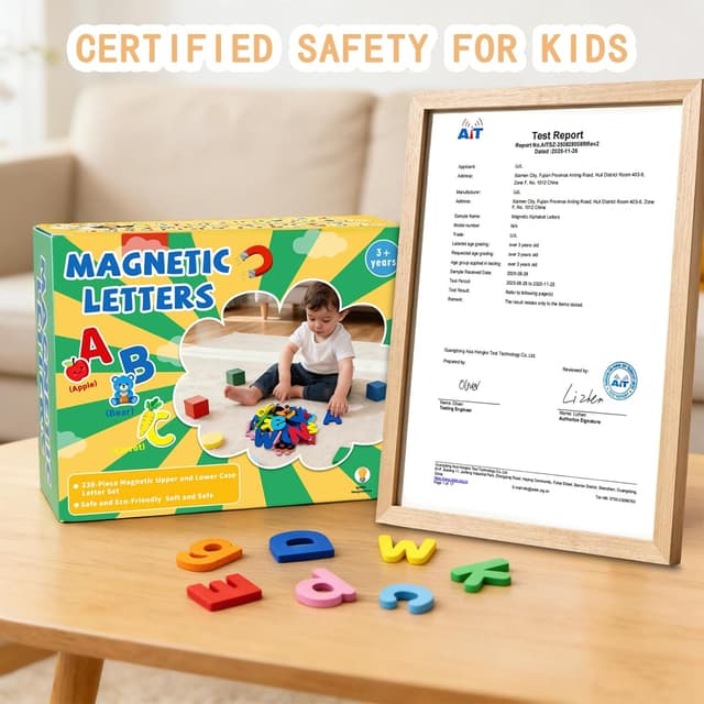 Detalle de Magnetic Letters ABC Alphabet Magnets (238-Piece Set) for Toddlers and Preschool Learning