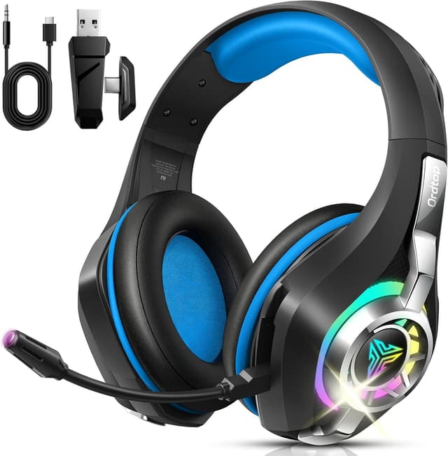 Detalle de Ordtop 2.4GHz Wireless Gaming Headset (GS400) with ENC mic, 7.1 surround and up to 40H battery