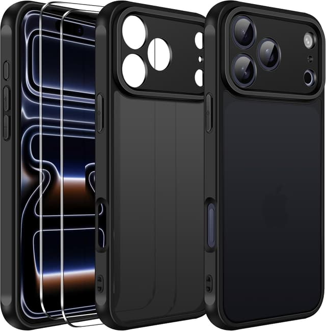 Detalle de Coque ivoler mat pour iPhone 17 Pro (6,3 pouces) + 2 vitres en verre trempé, protection caméra et antichoc