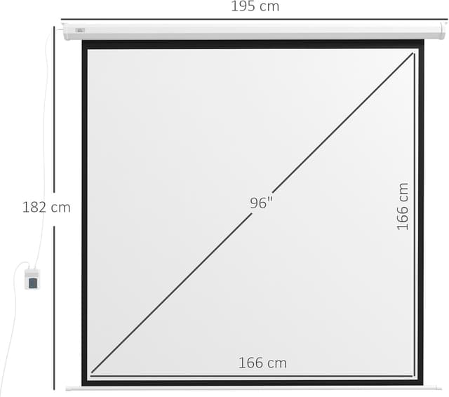 Thumbnail 6 de HOMCOM Écran vidéoprojecteur motorisé 96 pouces (format 1:1) 4K HD – montage mural ou plafond