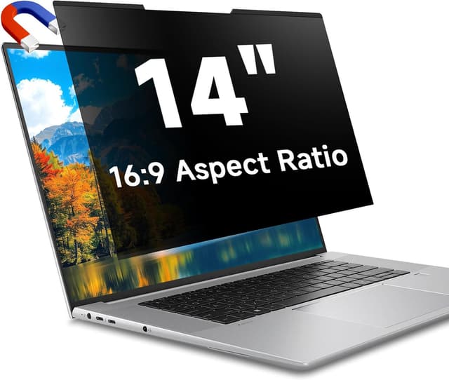 Detalle de STARY 14-inch Magnetic Laptop Privacy Screen (16:9) with Anti-Spy & Blue Light Glare Reduction