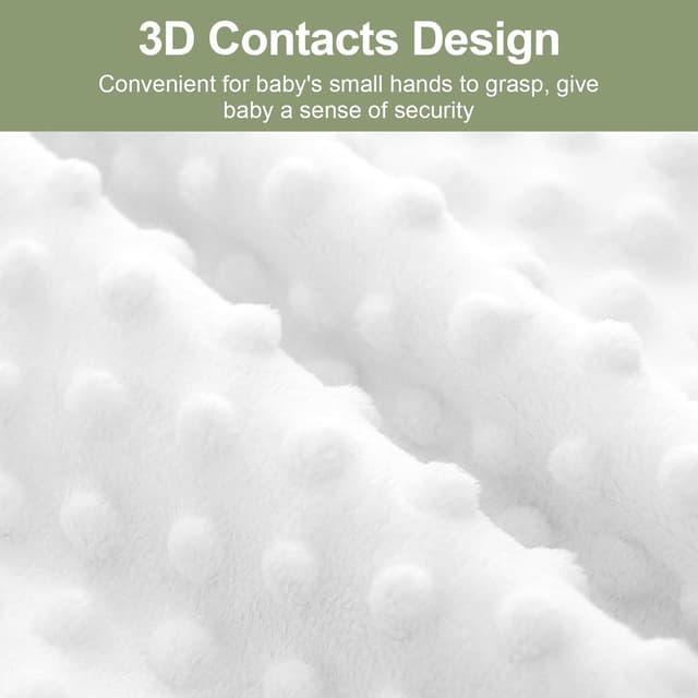 Detalle 2 de Huiguli Baby Blanket for Newborn (75x100cm) in Green – soft plush with dotted backing